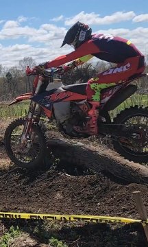  This dude is wide open, sending it over that log like a cha...